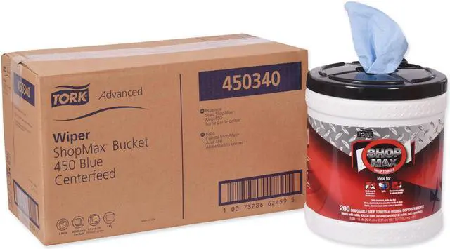 Alt view image 3 of 8 - Tork 450340 ShopMax Wiper 450, Centerfeed Dry Wipe Bucket