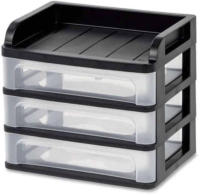Alt view image 8 of 16 - IRIS® 3-Drawer Medium Desktop Storage, 11 1/4"H x 14 1/4"W x 11 13/16"D, Black