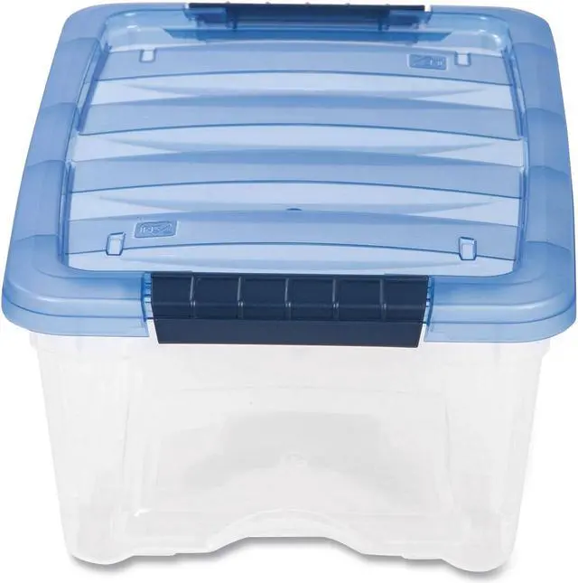 Alt view image 3 of 4 - Iris Stack & Pull 12.9 Qt. Latch Lid Storage Bin Navy/Clear (100306)