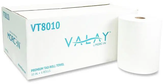 Main image of 10 Inch TAD Roll Towels 1-Ply 10" x 700 ft White 6 Rolls/Carton VT8010