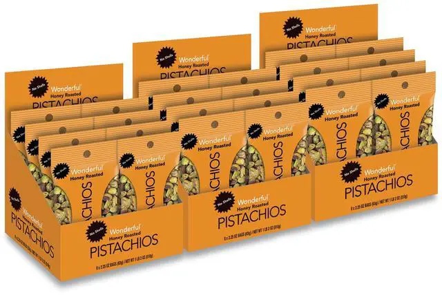 Main image of Wonderful No Shells Pistachios Honey-Roasted 2.25 oz Bag 24/Carton PAR91086