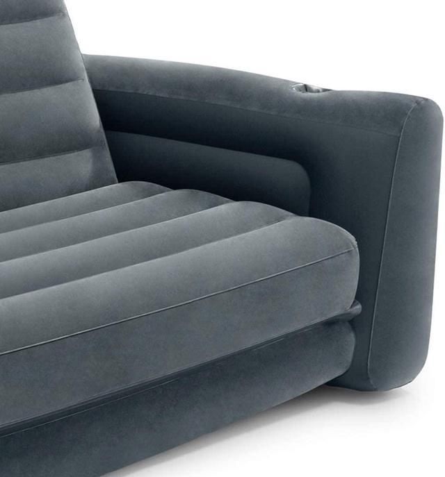 Alt view image 4 of 12 - Intex Queen Size Inflatable Pull-Out Sofa Bed Sleep Away Futon Couch, Dark Gray
