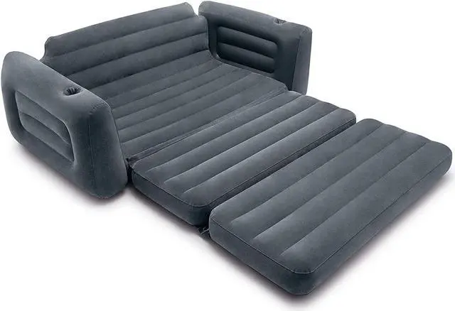 Alt view image 5 of 12 - Intex Queen Size Inflatable Pull-Out Sofa Bed Sleep Away Futon Couch, Dark Gray