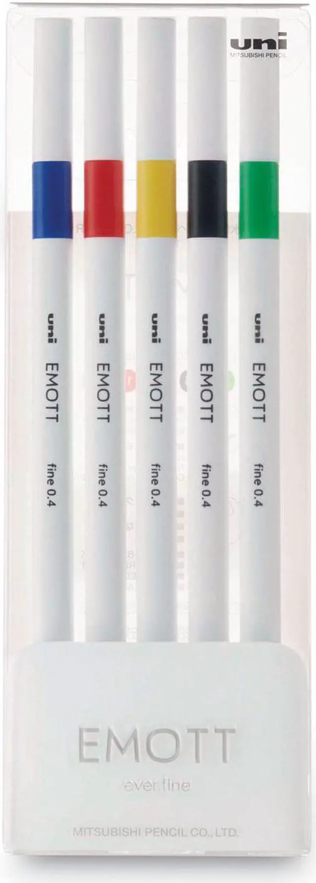 Main image of Uni-ball EMOTT Porous Point Pens Fine 0.4 mm Assorted Ink 5 Pack 24828
