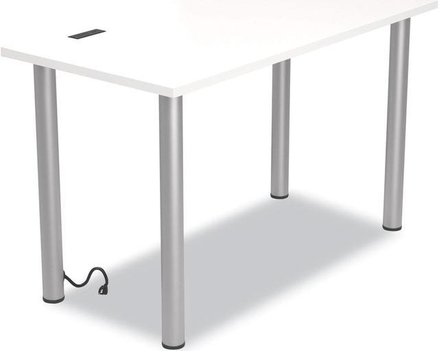 Main image of ESSENTIALS WRITING TABLE-DESK WITH INTEGRATED POWER MANAGEMENT, 47.5" X 23.7" X 28.8", WHITE/ALUMINUM