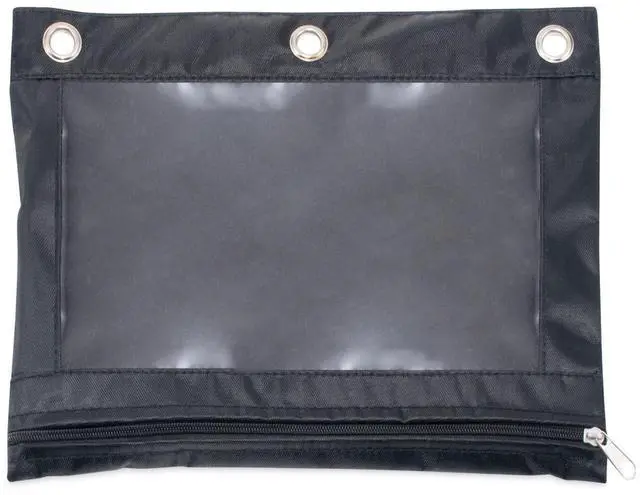 Alt view image 6 of 8 - Advantus Binder Pencil Pouch 10 x 7 3/8 Black/Clear 3/Pack 63067