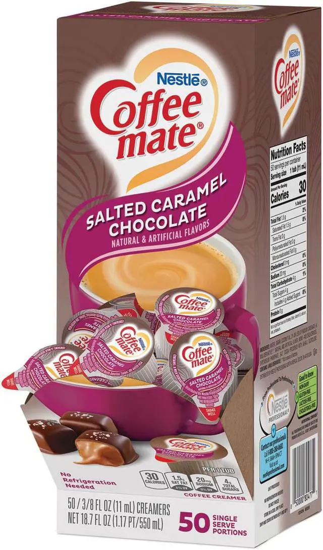 Alt view image 7 of 7 - Coffee-mate Liquid Coffee Creamer Salted Caramel Chocolate 0.375 oz Mini Cups 50/Box 77197