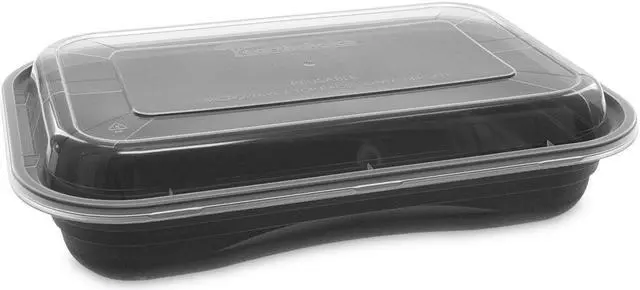 Main image of EarthChoice Versa2Go Microwaveable Containers 27oz Black/Clear 150Ct