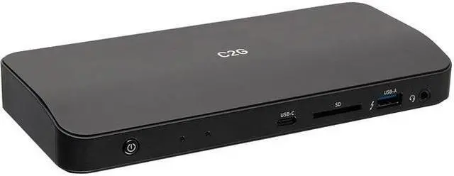 Alt view image 10 of 12 - C2G Thunderbolt 3 8K Docking Station - DP, Ethernet, USB, SD, 3.5mm, Power - for Notebook - 85 W - Thunderbolt 3 - Network (RJ-45) - DisplayPort - Audio Line Out - Wired