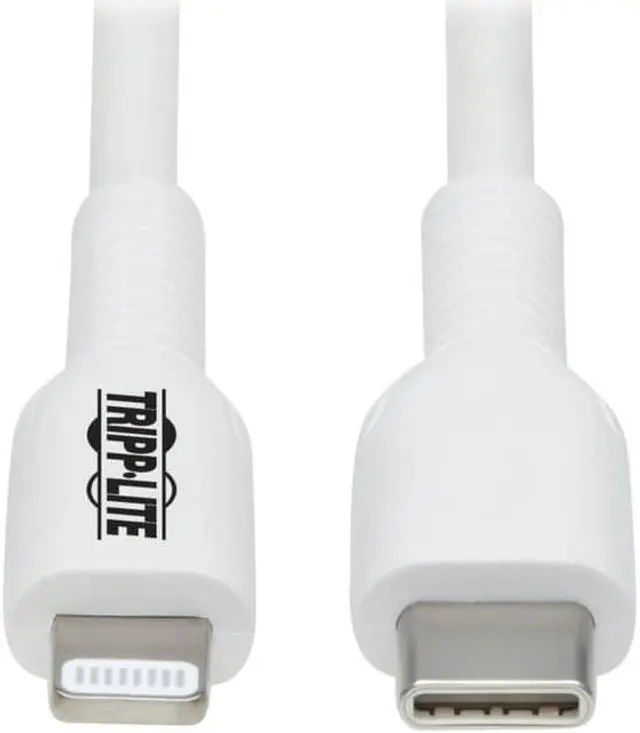 Alt view image 9 of 14 - Tripp Lite Safe-IT M102AB-01M-WH Lightning-USB-C Data Transfer Cable