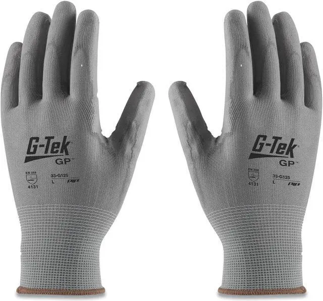 Alt view image 2 of 2 - GP Polyurethane-Coated Nylon Gloves Small Gray 12 Pairs 33G125S