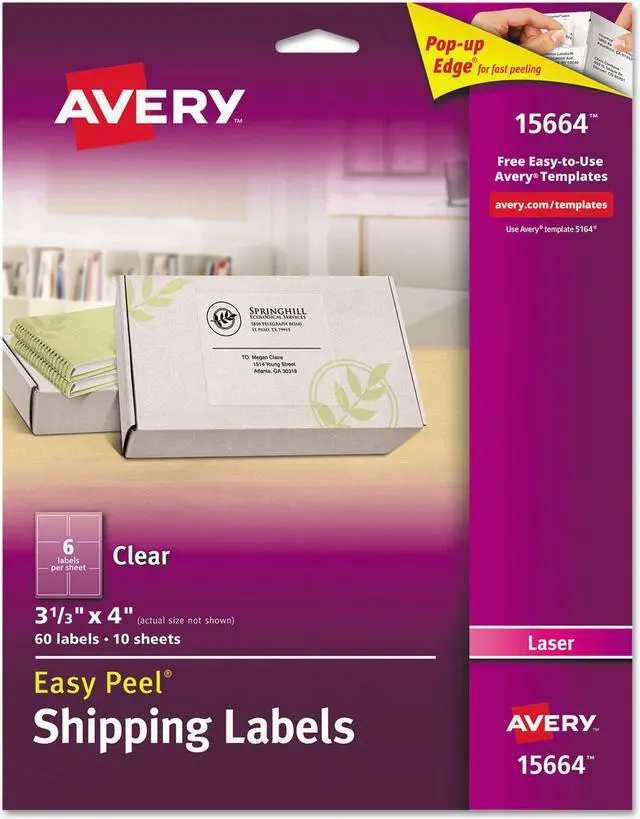 Alt view image 13 of 13 - Easy Peel Mailing Labels For Laser Printers, 3-1/2 X 4, Clear, 60/Pack