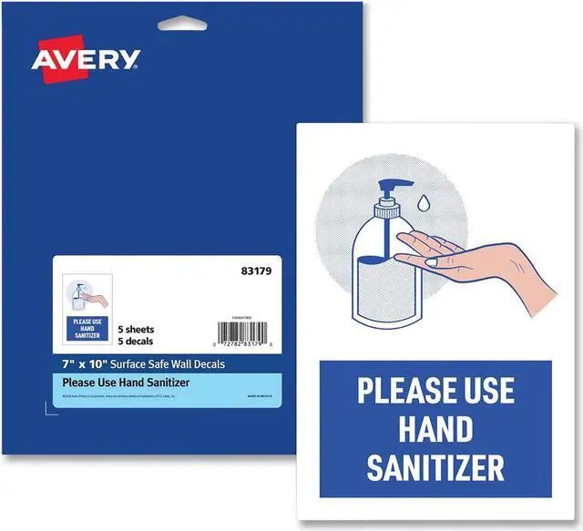 Alt view image 8 of 15 - Avery "Please Use Hand Sanitizer" Decals, 7" x 10" (83179)