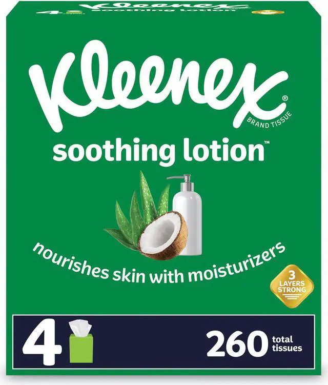 Alt view image 3 of 6 - Lotion Facial Tissue, 2-Ply, White, 65 Sheets/Box, 4 Boxes/Pack 50174