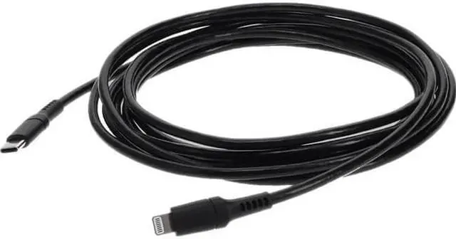 Alt view image 5 of 5 - AddOn 9.8ft USB 3.1 Type C Male to Lightning Male Sync & Charge Black Cable