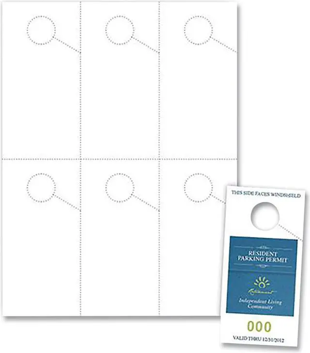 Main image of Micro-Perforated Parking Pass 8.25 x 11 White 6 Passes/Sheet 50 Sheets/Pack PPH06057SWH