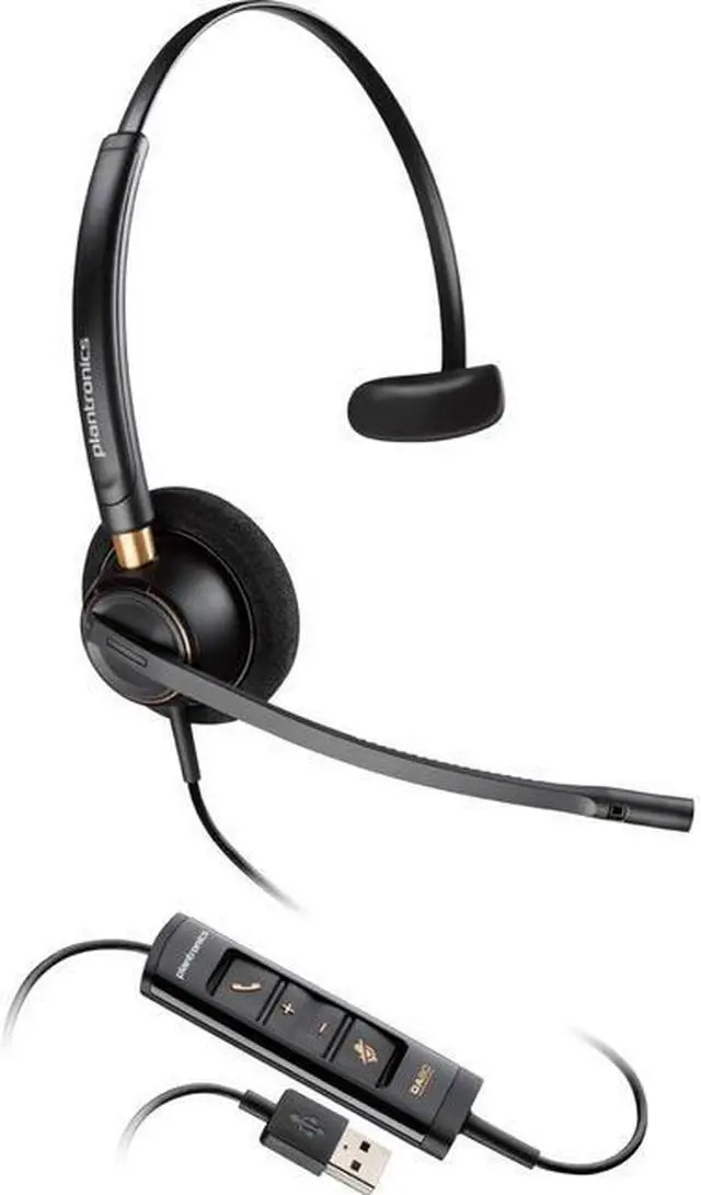Main image of Poly - EncorePro 515 USB-A and USB-C USB Headset (Plantronics) - Cloud System Updates - Acoustic Hearing Protection - Works with Avaya, Genesys, and Cisco Call Center Platforms - Single Ear/Mono