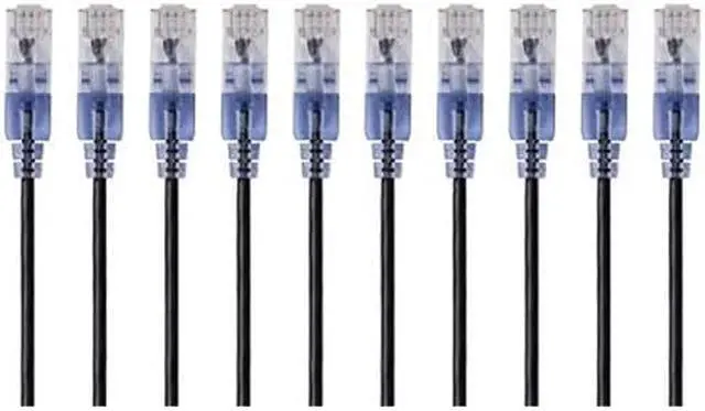 Alt view image 6 of 9 - Monoprice SlimRun Cat6A Ethernet Patch Cable - Network Internet Cord - RJ45, Stranded, UTP, Pure Bare Copper Wire, 30AWG, 6in, Black, 10-Pack