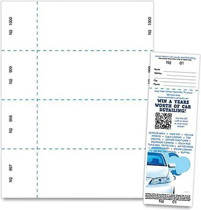 Alt view image 2 of 2 - Jumbo Micro-Perforated Event/Raffle Ticket 90 lb 8.5 x 11 White 4 Tickets/Sheet 250 Sheets/Pack TJP10X9WH