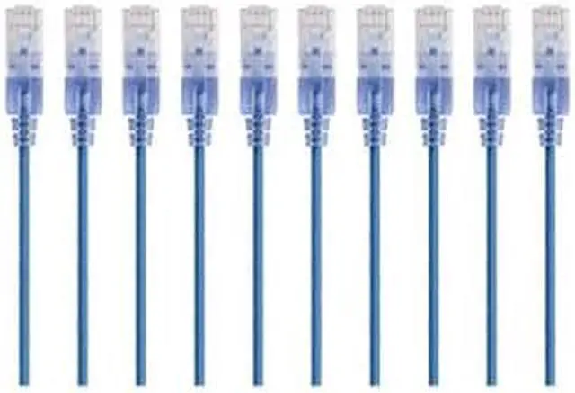 Alt view image 7 of 9 - Monoprice SlimRun Cat6A Ethernet Patch Cable - Network Internet Cord - RJ45, 550Mhz, UTP, Pure Bare Copper Wire, 10G, 30AWG, 7ft, Blue, 10-Pack