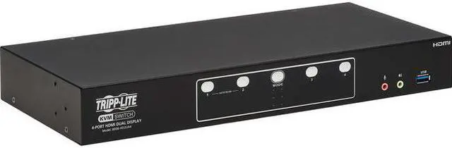 Alt view image 8 of 11 - Tripp Lite B006-HD2UA4 HDMI Dual-Display KVM Switch - 1 Computer(s) - 4096 x 2160 - 50 Hz, 60 Hz - 1 x Network (RJ-45) - 8 x USB - 10 x HDMI - Desktop, Rack-mountable