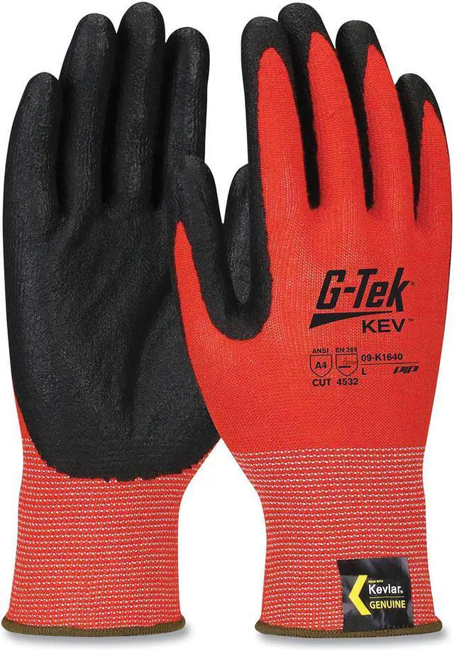 Main image of KEV Hi-Vis Seamless Knit Kevlar Gloves 2X-Large Red/Black 09K1630XXL