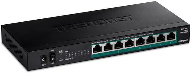Alt view image 7 of 13 - TRENDnet 8-Port Unmanaged 2.5G PoE+ Switch, Fanless, Compact Desktop Design, Metal Housing, 2.5GBASE-T Ports, IEEE 802.3bz, 100W PoE Budget, Black,Lifetime Protection,TPE-TG380