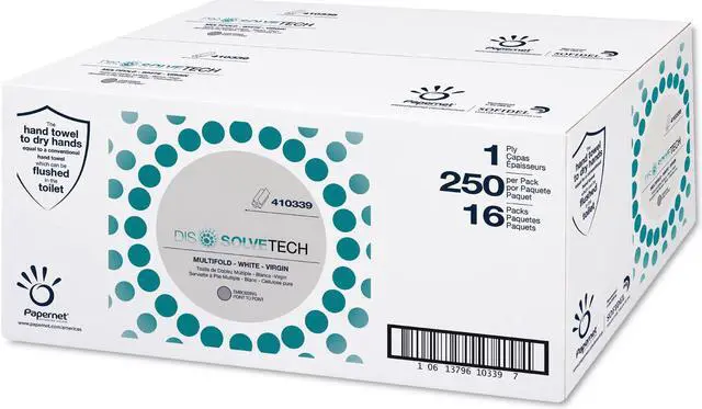 Main image of Papernet DissolveTech Paper Towel Multifold White 250/Pk 16 Packs/Carton 410339