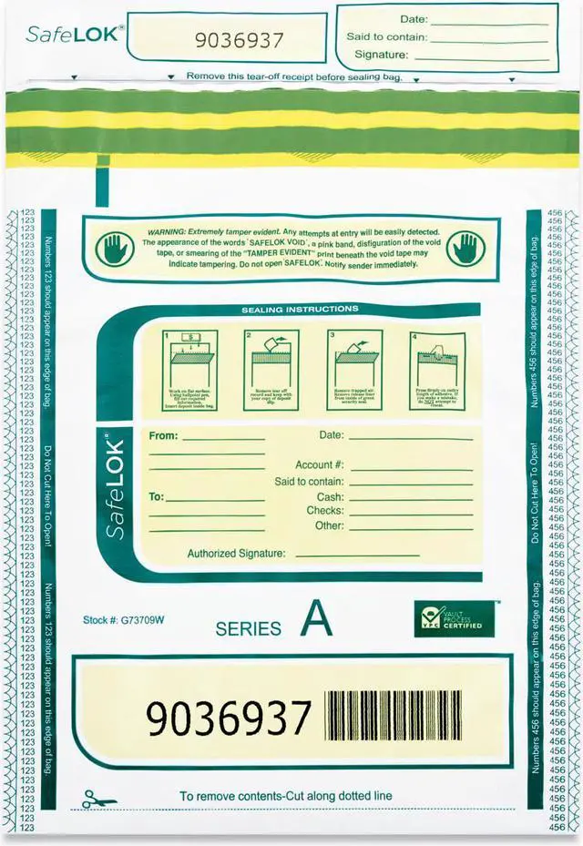 Alt view image 2 of 10 - Deposit Bag Plastic 9 x 12 White/Gray 100/Pack 585089