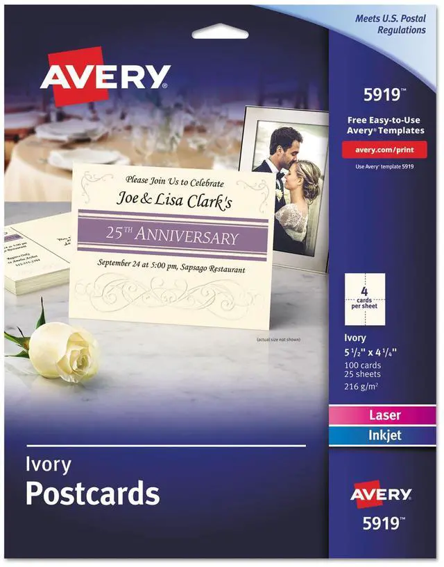 Alt view image 2 of 8 - Avery Postcard,4up,100/Pk,Ivy 5919