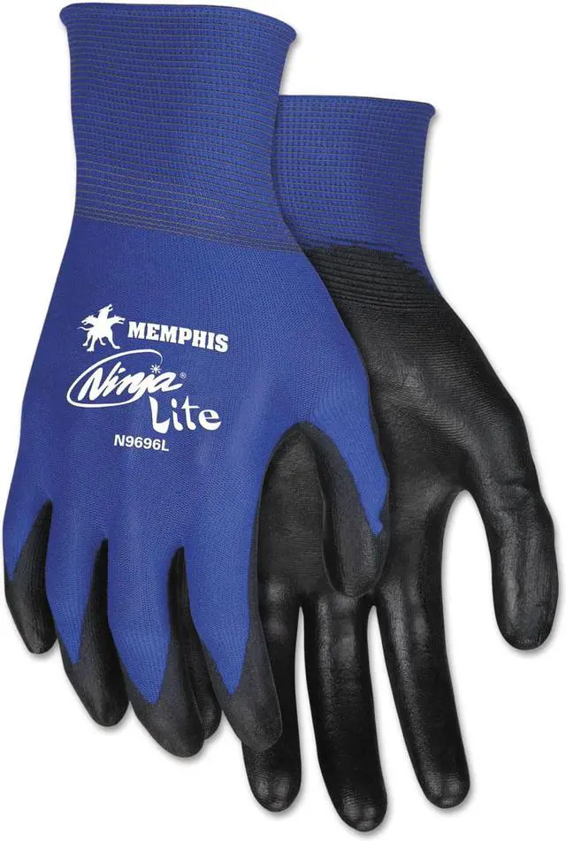 Alt view image 2 of 2 - Crews N9696M Ultra Tech Tactile Dexterity Work Gloves - Blue & Black, Medium