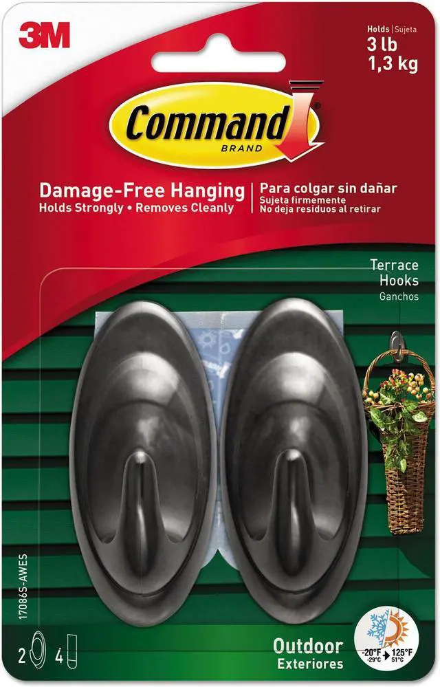 Alt view image 5 of 15 - Command All Weather Hooks and Strips Plastic Medium 2 Hooks & 4 Strips/Pack