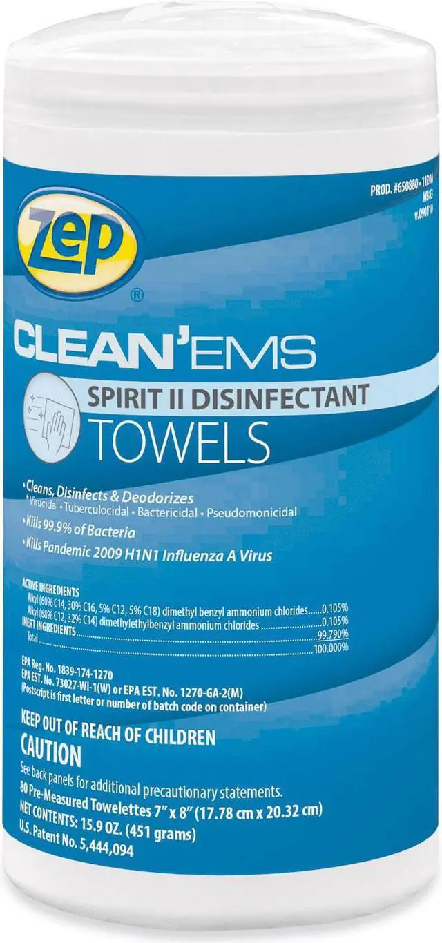 Main image of Zep Wipes,Cleanem Spiritii,Wh 650880