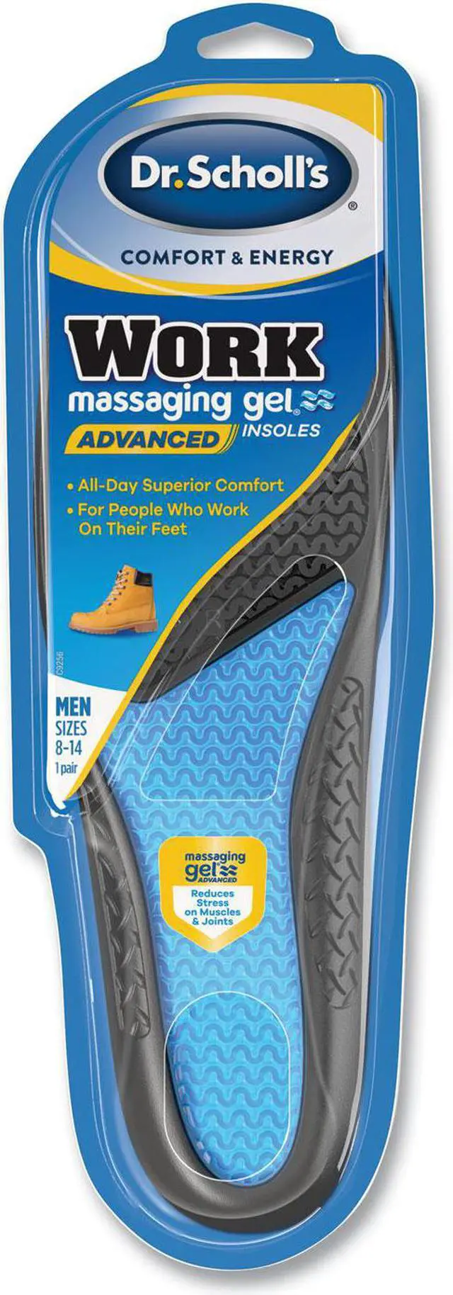 Main image of Dr. Scholl's Work Massaging Gel Advanced Insol Men's Size 8-14. 1 Pair