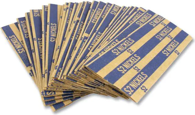 Main image of FLAT TUBULAR COIN WRAP, NICKELS, $2.00, BLUE, 1,000/BOX