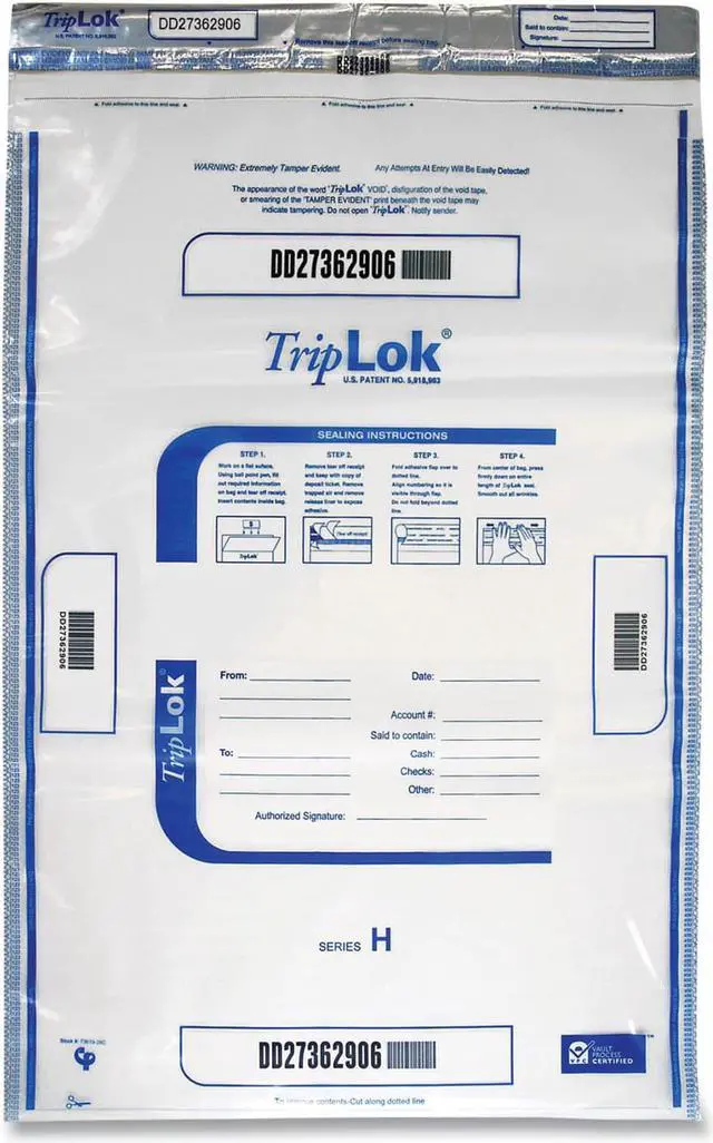 Alt view image 2 of 11 - Triplok Deposit Bag, 12 x 16, 2 mil Thick, Plastic, Clear, 100/Pack (CNK585040)