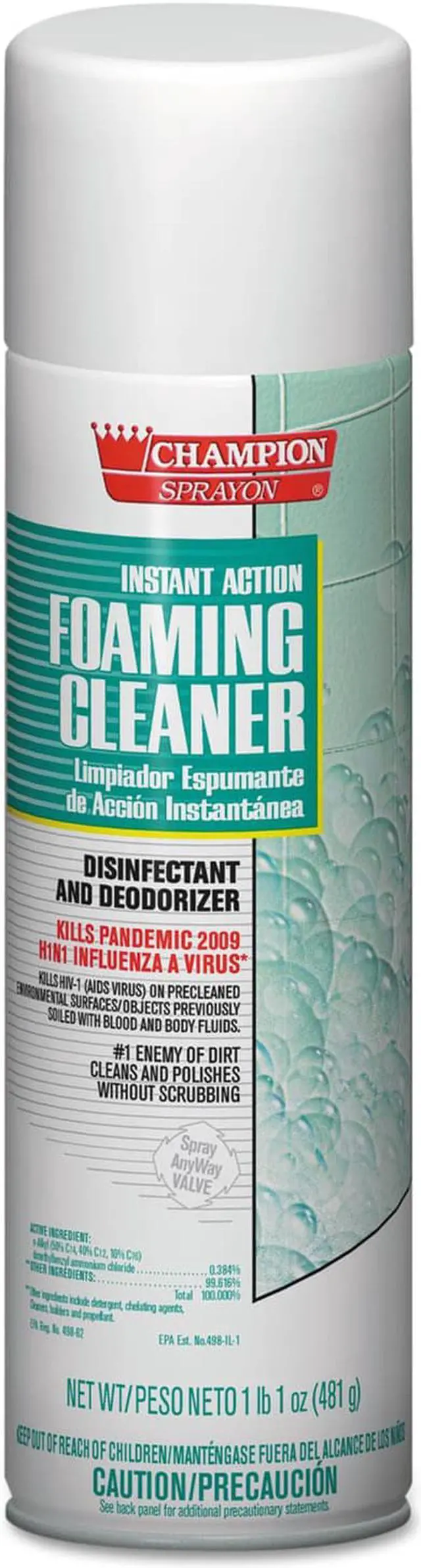 Alt view image 5 of 5 - Champion Sprayon Disinf Foam Clnr 17Oz 12