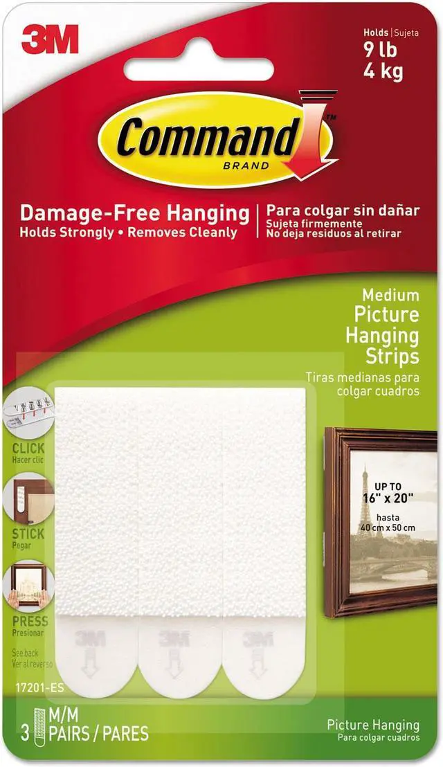 Alt view image 4 of 19 - 3M 17201 Command Medium Picture Hanging Strips 3 sets of strips