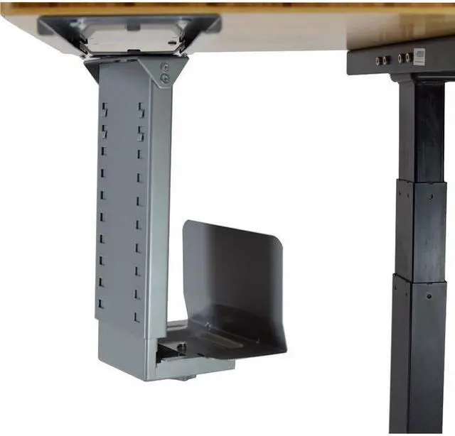 Alt view image 6 of 18 - CPU2 under desk steel cpu holder swivels 360 slides in and out pc tower mount cage holder ergonomic standing desk accessory desk organization de clutter metal adjustable height width gray