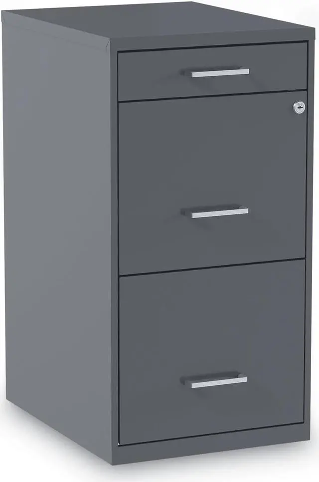 Alt view image 2 of 12 - Alera Soho Vert 3-Dwr File Cabinet, Char, 14" x 18" x 26.9", EA (ALESVF1827CH)