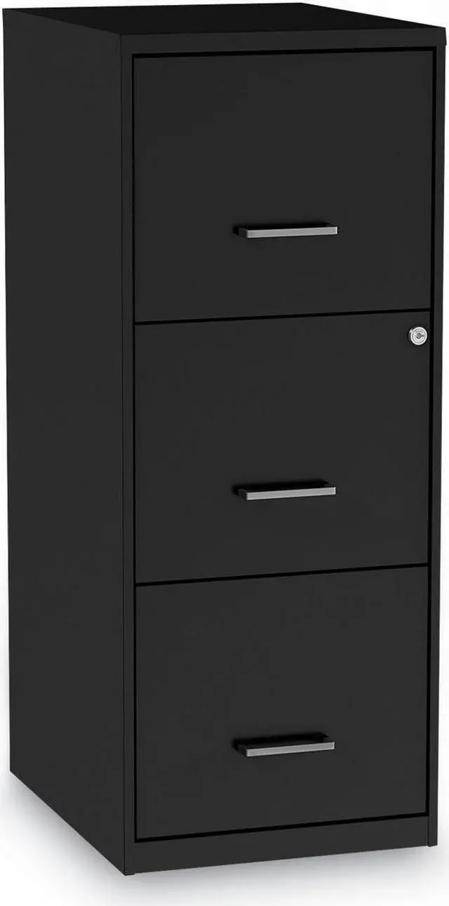Alt view image 2 of 9 - Alera Soho Vert 3-Drawer File Cabinet, Blk, 14" x 18" x 34.9", EA (ALESVF1835BL)