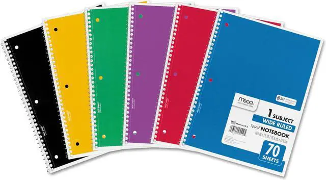 Alt view image 2 of 4 - Mead Spiral Notebook 1 Subject Wide/Legal Rule Assorted Color Covers 10.5x8