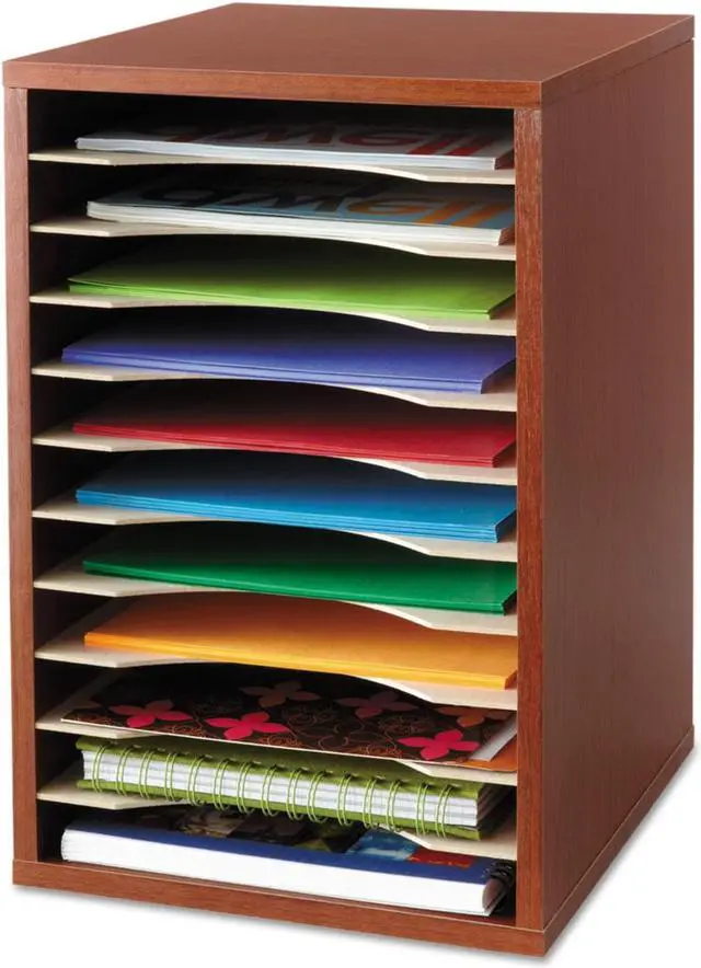 Alt view image 9 of 20 - Wood Desktop Literature Sorter, 11 Sections 10 5/8 X 11 7/8 X 16, Cherry