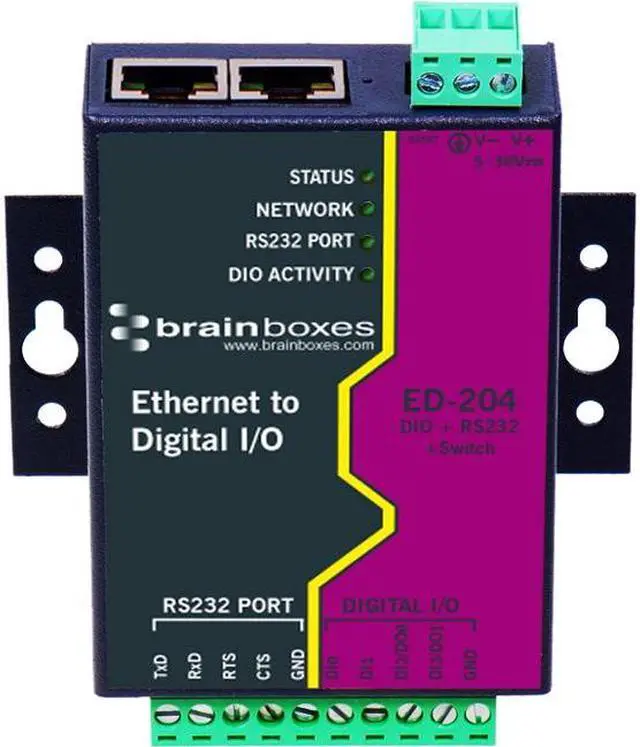 Alt view image 4 of 8 - BRAINBOXES ED-204 ETHERNET 4 DIO + RS232 + SWITCH