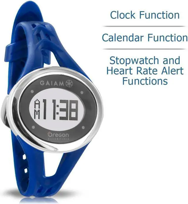 Alt view image 6 of 8 - Oregon Scientific SE338/BXTDB Gaiam ECG Heartrate Monitor Touch Watch Navy Blue