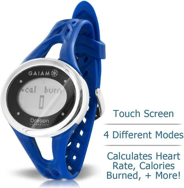 Alt view image 5 of 8 - Oregon Scientific SE338/BXTDB Gaiam ECG Heartrate Monitor Touch Watch Navy Blue