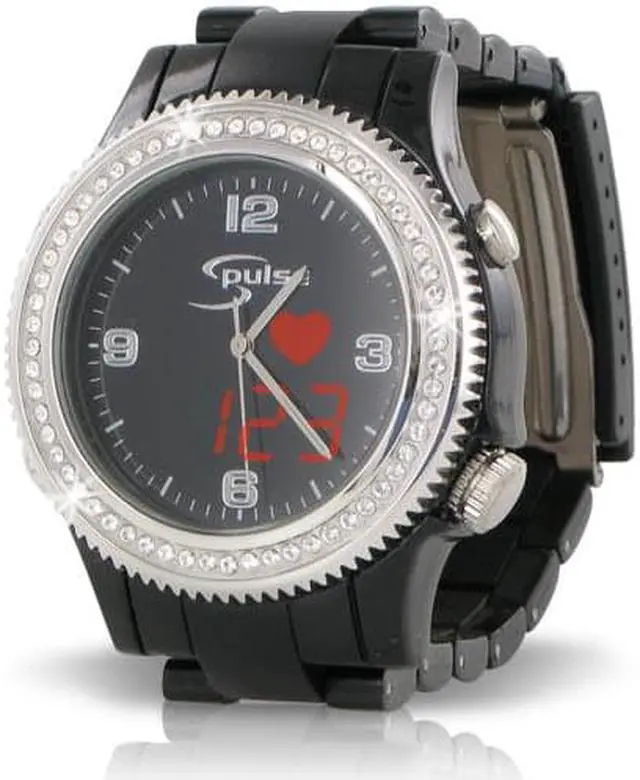 Alt view image 4 of 7 - Fashion S-Pulse Heart Rate and Dual Time Zone Watch with Large LED Readout