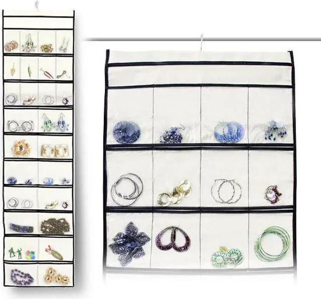 Main image of Stylishly Stored 52 Pocket Hanging Canvas Jewelry Organizer