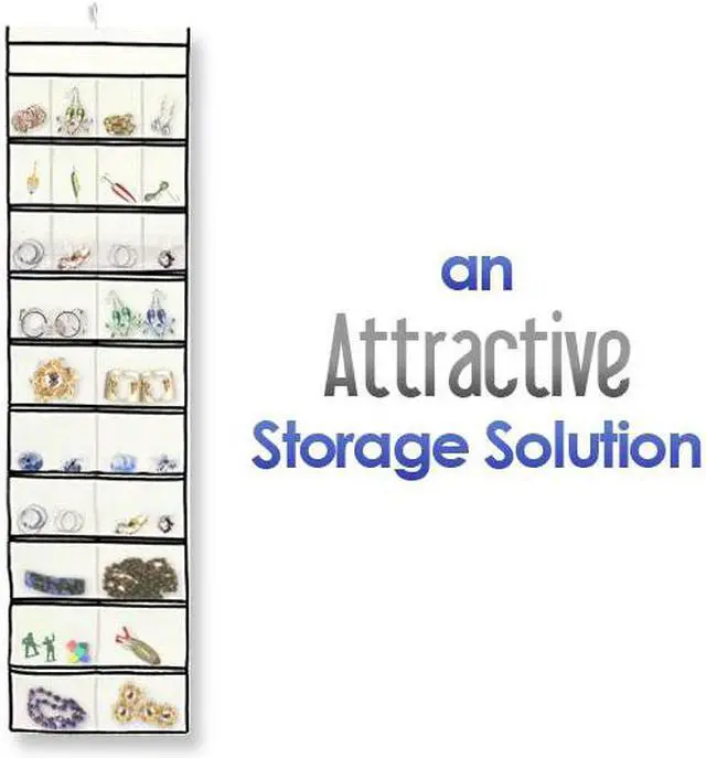 Alt view image 2 of 6 - Stylishly Stored 52 Pocket Hanging Canvas Jewelry Organizer