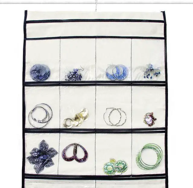 Alt view image 4 of 6 - Stylishly Stored 52 Pocket Hanging Canvas Jewelry Organizer